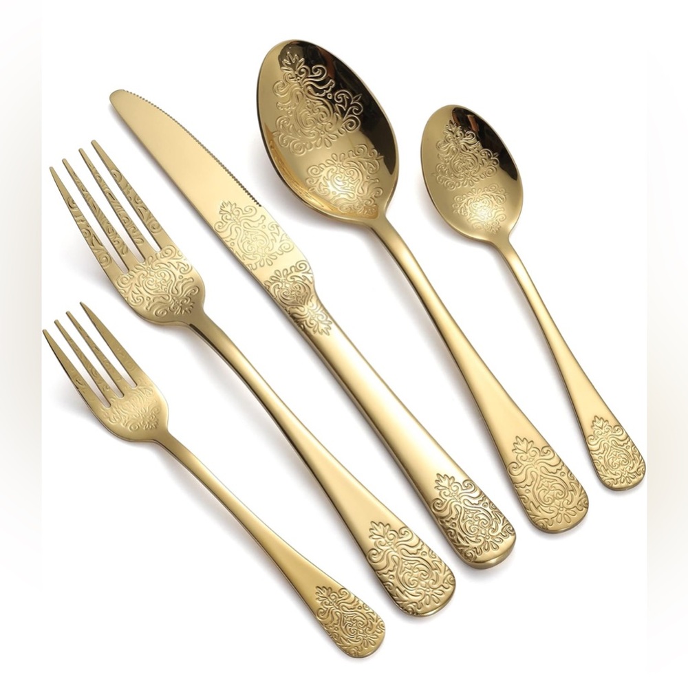 Gold Silverware Set of 20 Stainless Steel Flatware Set
